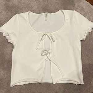 Tie front white top